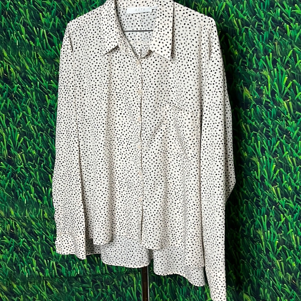 ASTR the label button down cream olive multi print XL